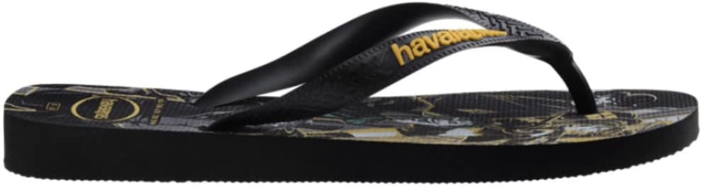 Havaianas - Топ Герои DC Удобные, прочные и легкие шлепанцы с подошвой с героями и злодеями, унисекс, взрослые, черный/желтый — фото 3