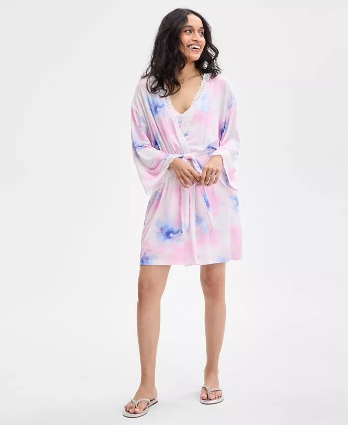 

Женский трикотажный халат-халат с кружевной отделкой I.N.C. International Concepts, розовый