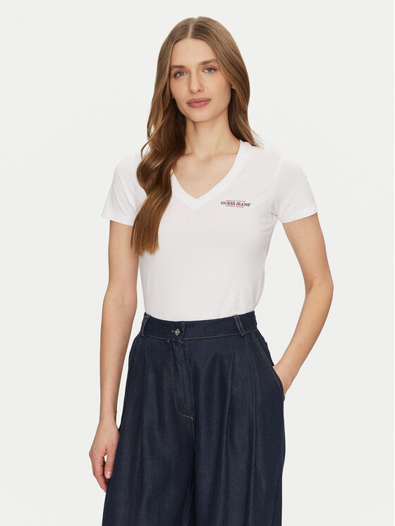 

Облегающая футболка W4YI23 J1314 Guess Jeans, белый