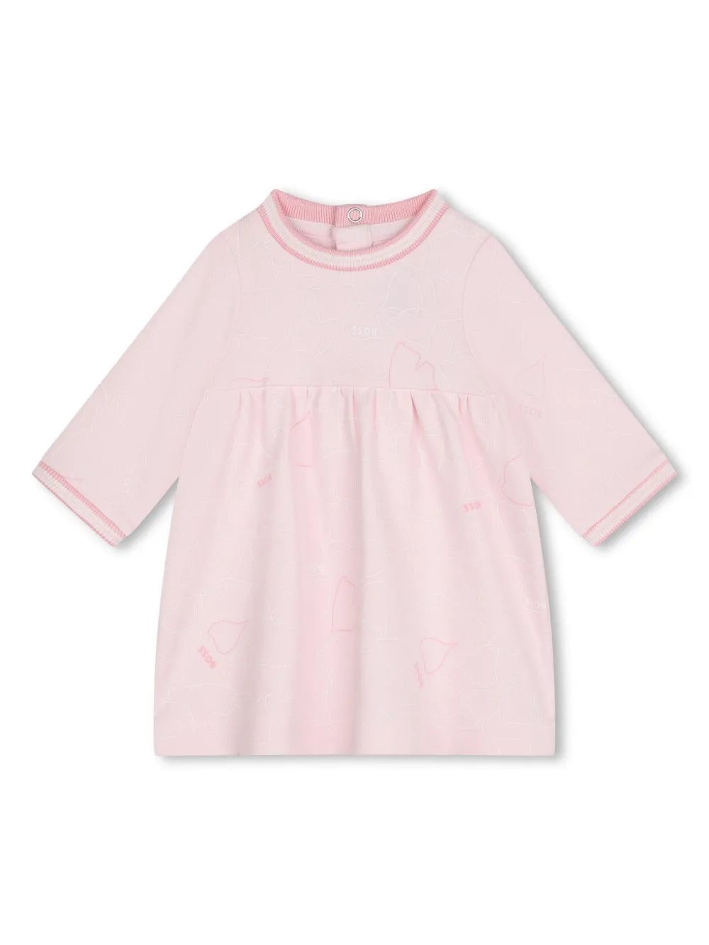 

Платье с длинными рукавами и логотипом BOSS Kidswear, розовый