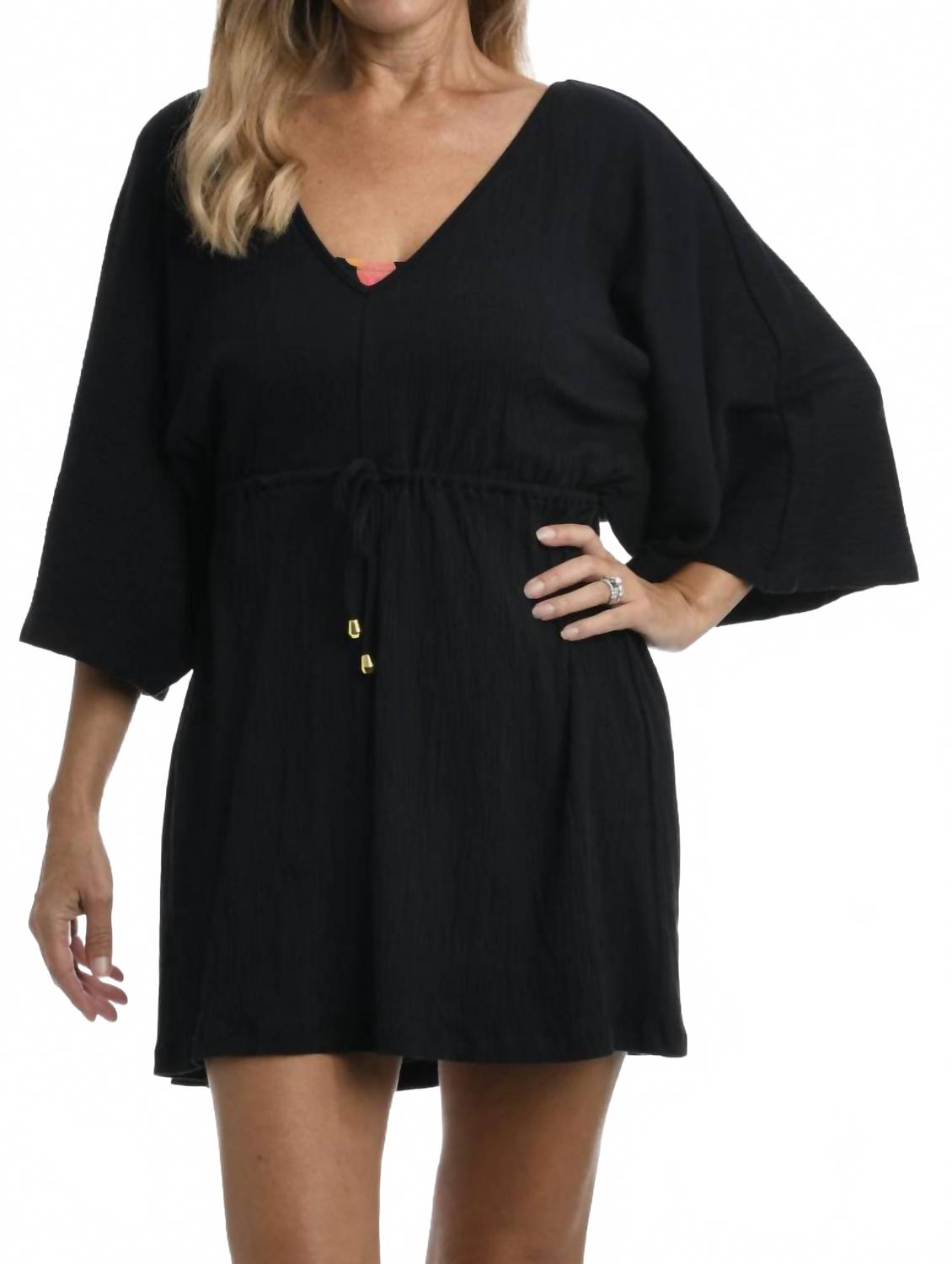 

Вязаный топ-туника с жатым узором черного цвета Maxine of Hollywood