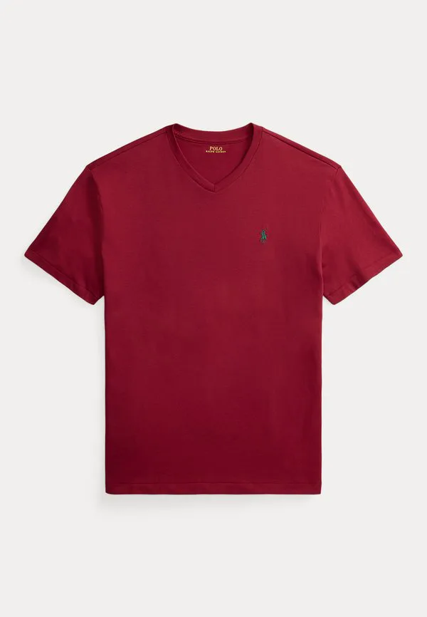 Классическая трикотажная футболка с v-образным вырезом, базовая футболка Polo Ralph Lauren, Heritage Red — фото 4