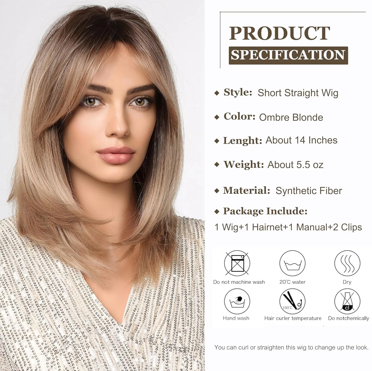 Женский короткий прямой парик-каре «Ombre Blonde Bob» от Esmee Esmee, 2-Ombre Blonde — фото 2