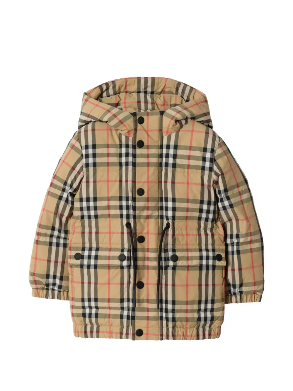 Нейлоновая пуховая куртка в клетку Burberry Kids, нейтральный