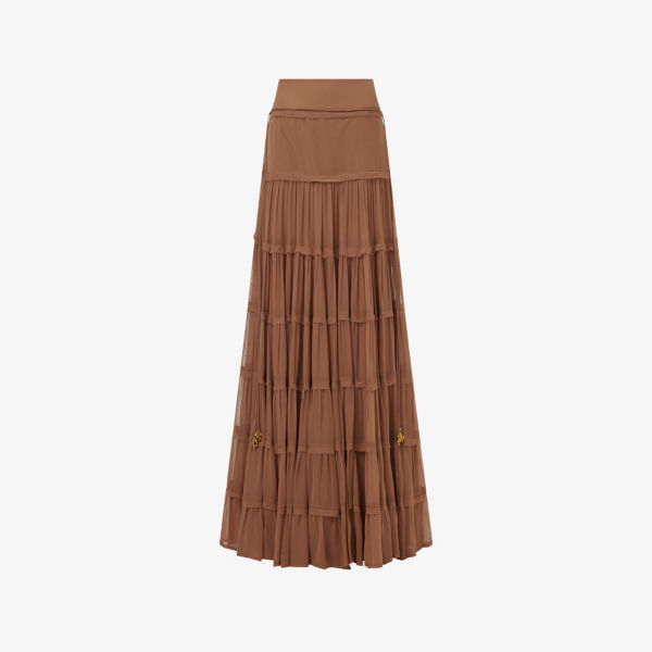 

Юбка макси Leem с рюшами многослойная, коричневый