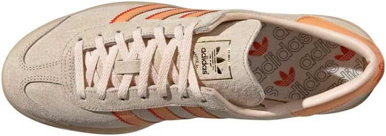 Мужские кроссовки adidas Hamburg 24 на шнуровке, повседневные - бежевые с оранжевым — фото 4