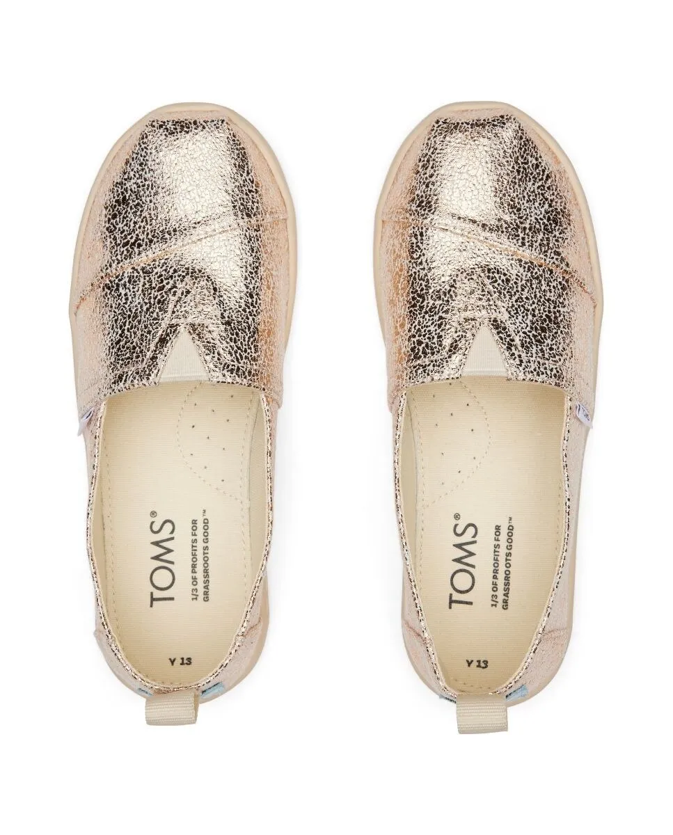 Детские эспадрильи из металлизированной кожи Toms, золотой — фото 2