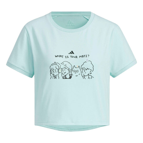 

Футболка graphic crop t-shirt 'teal black' Adidas, мультиколор
