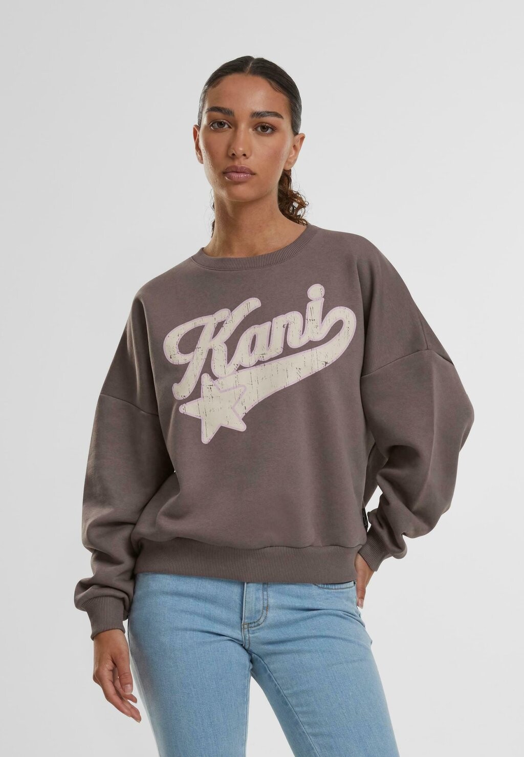 

Толстовка SIGNATURE STAR LOGO CREW Karl Kani, серо-коричневый
