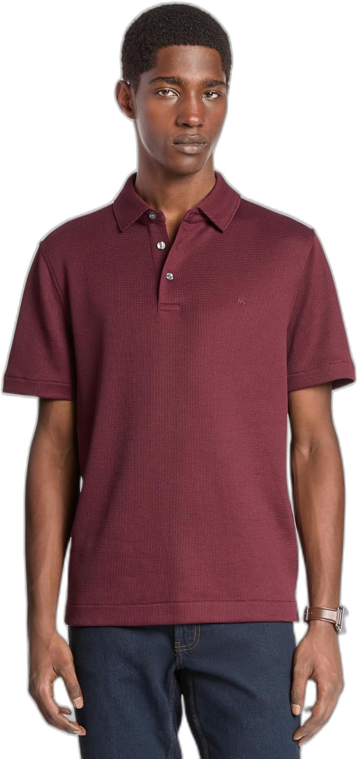 

Michael Kors мужская поло с фактурной вафельной вязкой, Oxblood