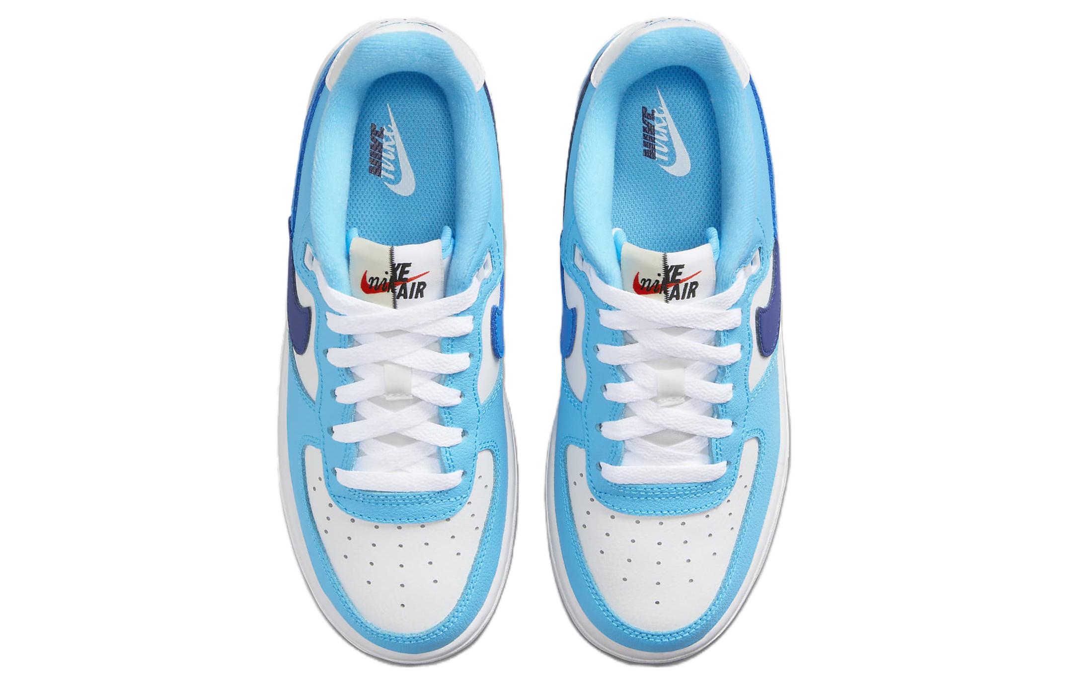 Nike Air Force 1 Low LV8 2 Light Photo Blue Deep Royal GS, белый/тёмный королевский синий/балтийский синий/светлый фото синий — фото 4