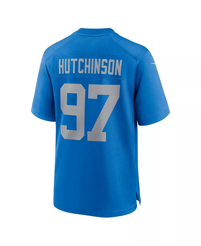 Мужская игровая джерси Aidan Hutchinson синего цвета Detroit Lions (альтернативная) Nike — фото 2