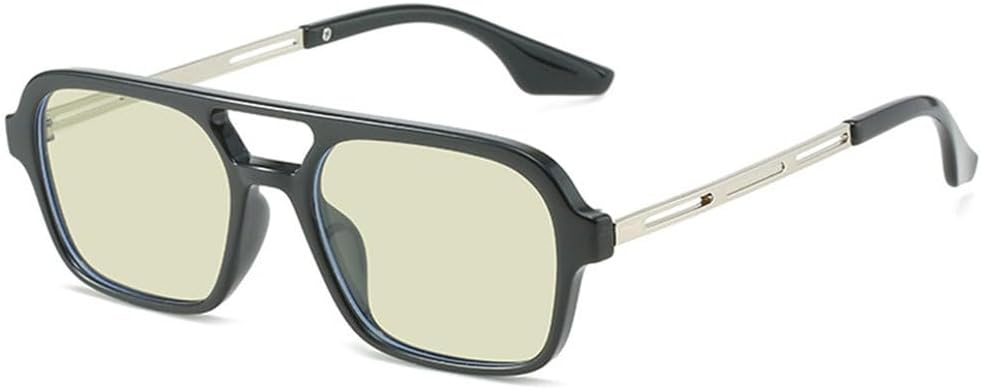 

Ретро солнцезащитные очки с двойной перемычкой для женщин, модные, с прозрачными линзами цвета океана, защита от УФ-излучения UV400; мужские модные металлические полые солнцезащитные очки TYUVIVO, Black Yellow Green