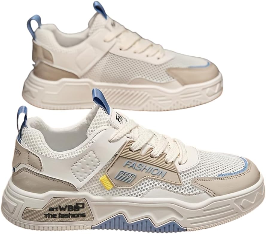 

Мужские дышащие летние кроссовки Hhhchpm с сеткой - повседневные низкие туфли на шнуровке для повседневной одежды, коричневый/бежевый