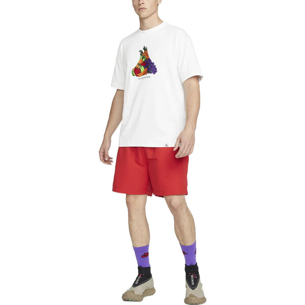 Футболка Nike ACG Solid Color Cartoon Fruit Printing Round Neck Casual Short Sleeve White, мультиколор — фото 3