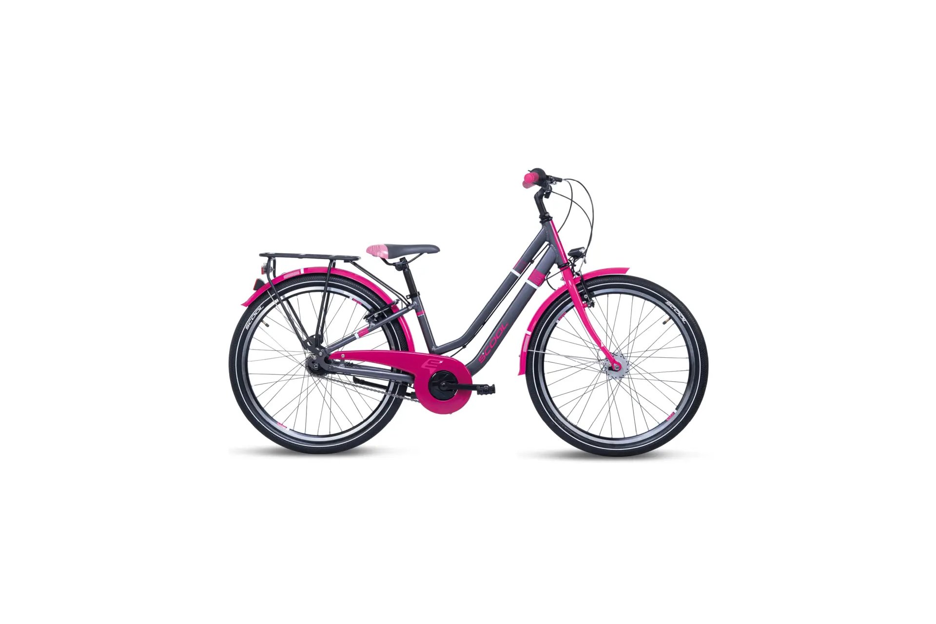 

Детский велосипед S'cool chiX twin 24 3-Gang - 24 дюймов - Tiefeinsteiger - 2025, цвет Grau|Dark Grey/Pink