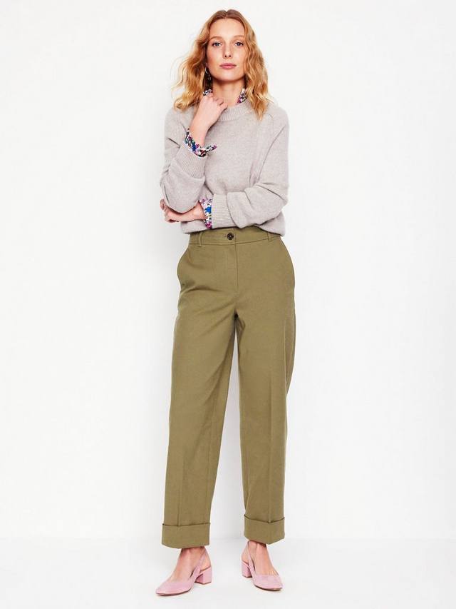 

Прямые брюки с подворотом Boden, цвет Warm Olive