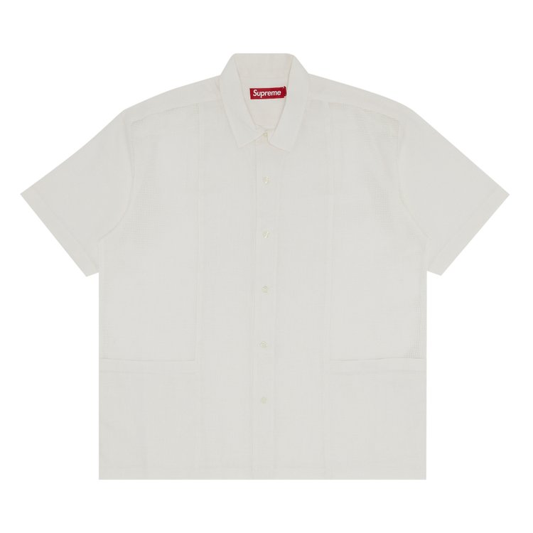 

Рубашка Supreme Mesh Panel Linen Short-Sleeve Shirt, белый