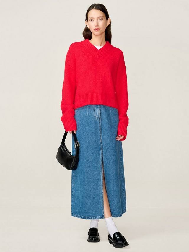 

Дарья вязаный джемпер с V-образным вырезом OMNES, Red