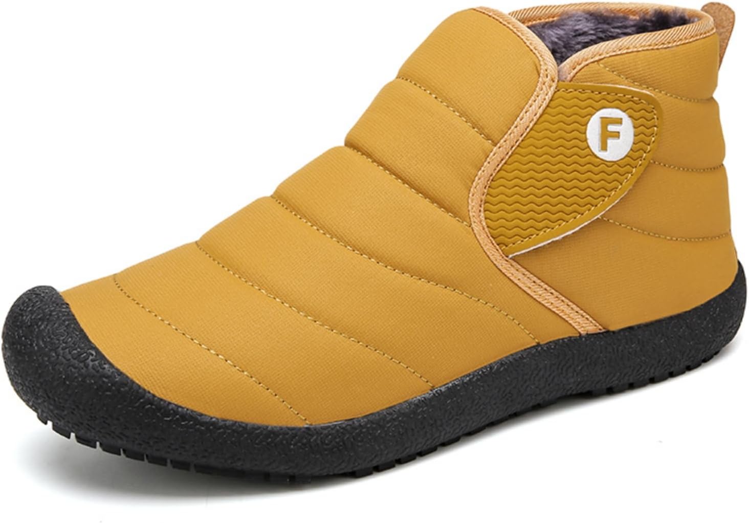 

Мужские зимние ботинки до щиколотки - с меховой подкладкой, водонепроницаемые, без шнурков, с противоскользящей и водоотталкивающей поверхностью, идеально подходят для прогулок на природе и повседневной носки Aokisx, желтый