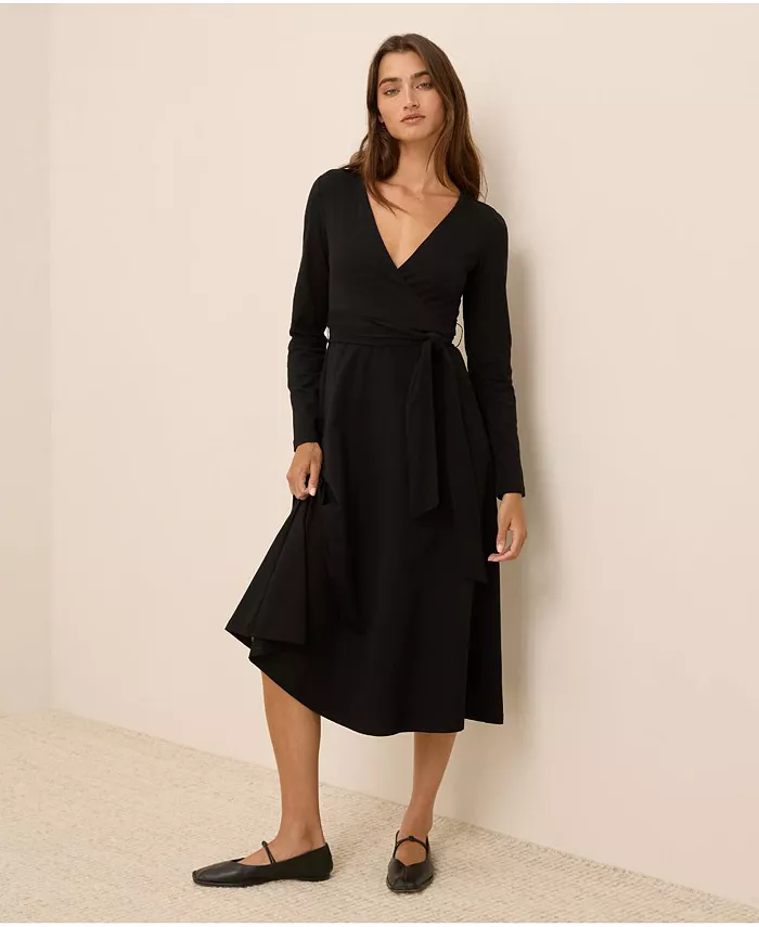 

Женское платье-футляр из органического хлопка с запахом Pact, черный