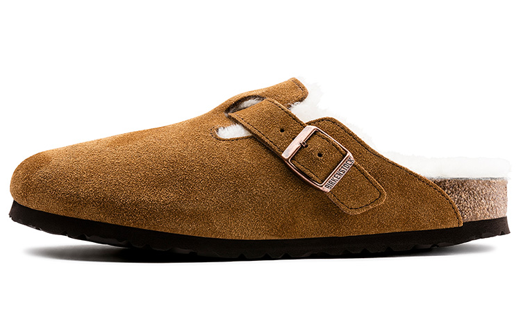 Сандалии Boston Shearling Suede 'Mink' Birkenstock, Brown