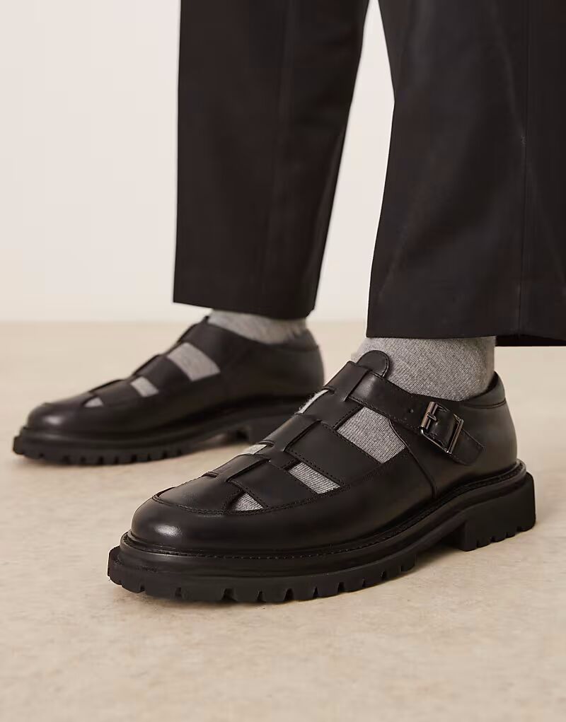 

Туфли Мэри Джейн ASOS DESIGN из черной кожи с рифленой подошвой