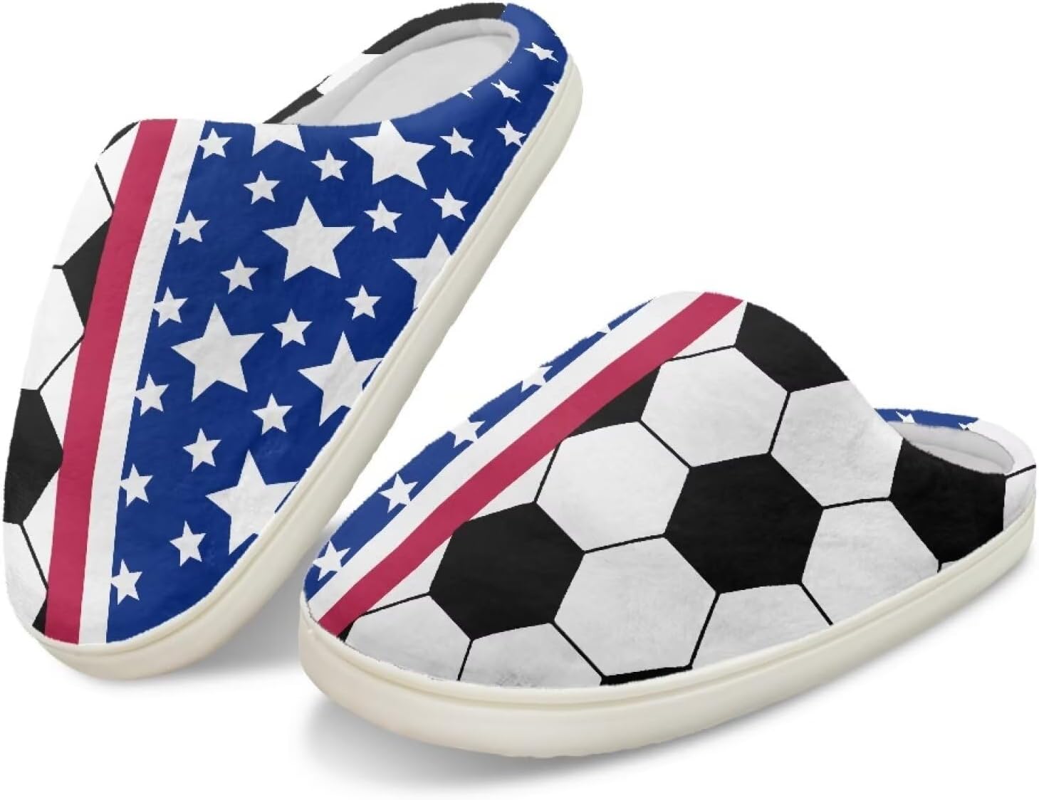 

Мягкие тапочки для женщин, домашние милые тапочки для подростков, размер 4-12 Cugasmaru, Soccer Usa Flag