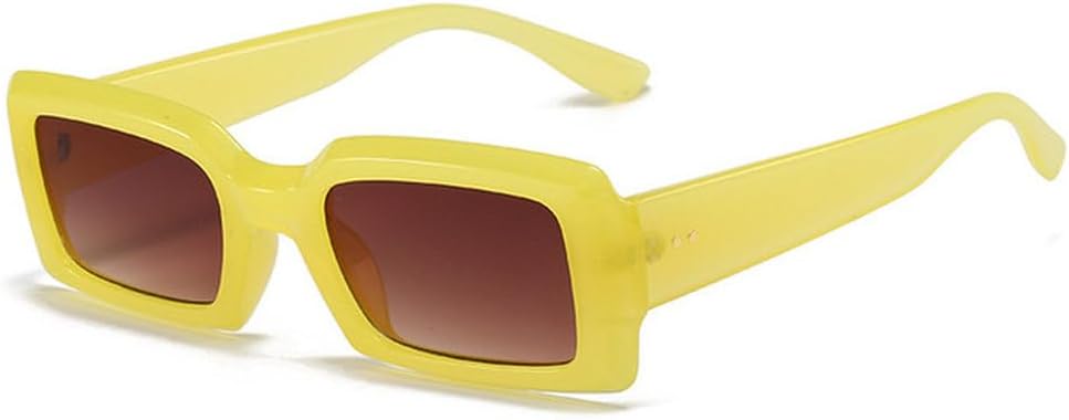 

Модные очки 2027 года для женщин и мужчин: стильные очки-«желе» фиолетового цвета, мужские солнцезащитные очки, маленькие прямоугольные солнцезащитные очки UV400 MTZJH, Yellow Brown