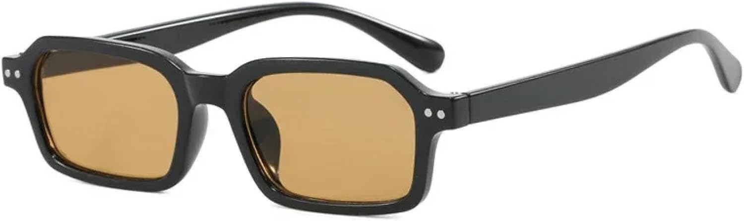 

Ретро маленькие прямоугольные солнцезащитные очки для женщин, модные, цвет «желейный чай», защита от УФ-излучения UV400, мужские, с заклепками, в стиле панк TOIPASTN, Black Tea