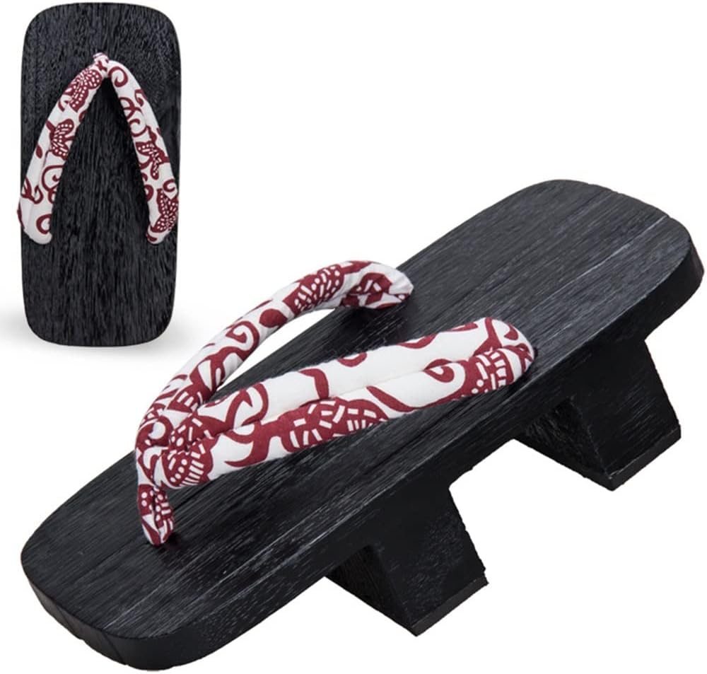 

Деревянные сабо с двумя зубцами для мужчин, ретро мужские японские тапочки-вьетнамки на высокой подошве, традиционные японские сабо Гета, высота каблука 5,5 см, ширина 12 см Kitcissl, черный