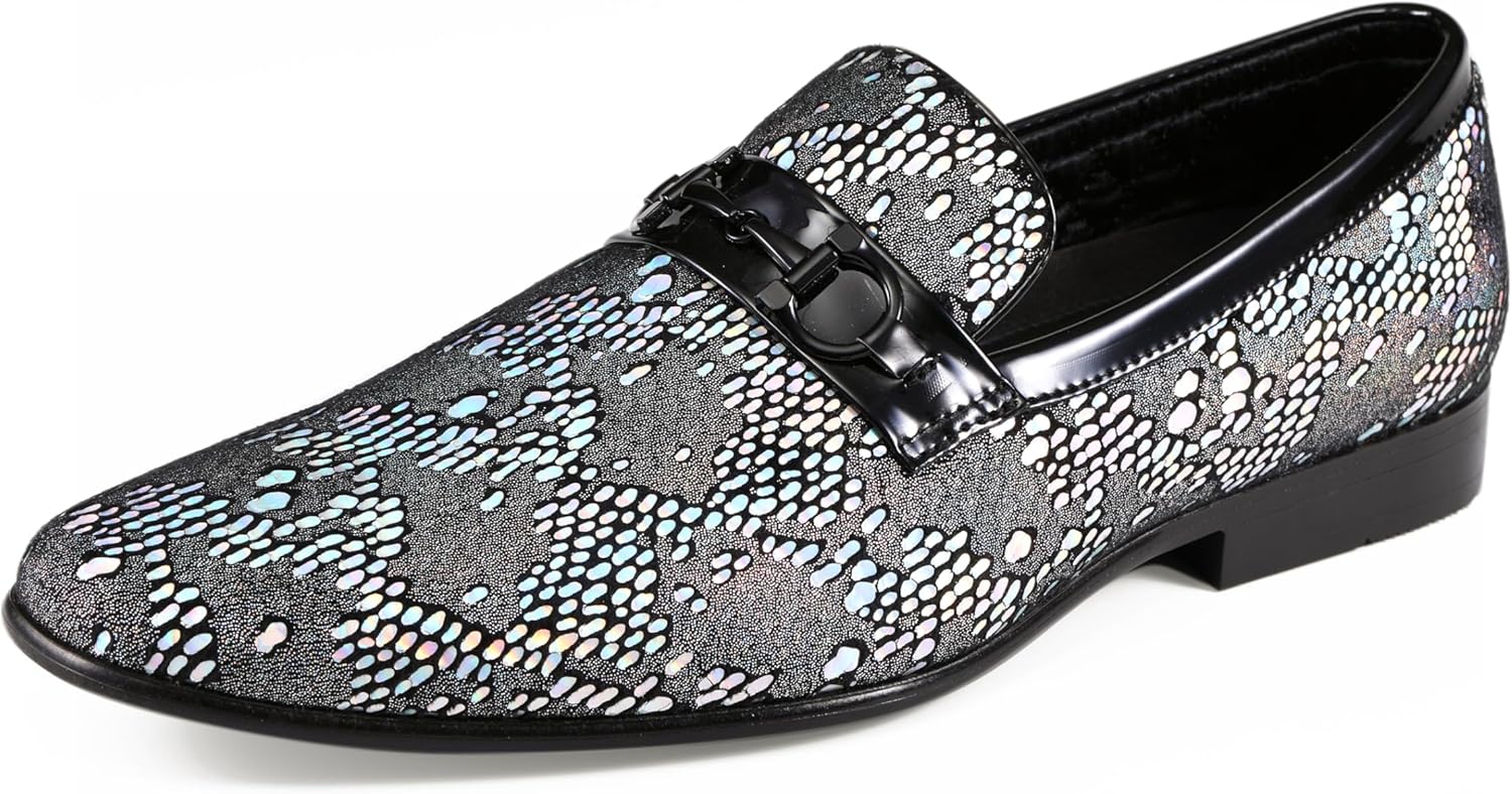 

Мужские лоферы Amali Erin с узором пейсли и металлическим эффектом, без шнурков, и вечеринок, серебро