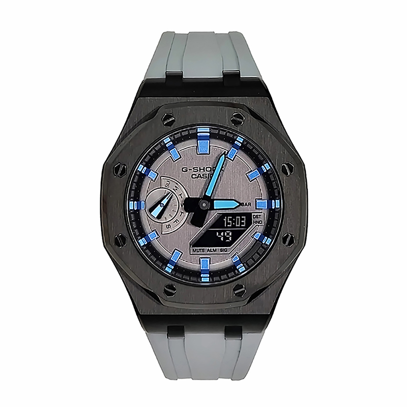 

CASIO Часы Men Liquid Crystal/Analog Dual Display Series 44mm Gray Watch, Offshore Black Gray Pale Blue
