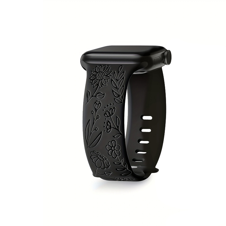 

Vobafe Часы Strap All Compatibility Silicone Material, Black|Sunflower-embossed double snap closures