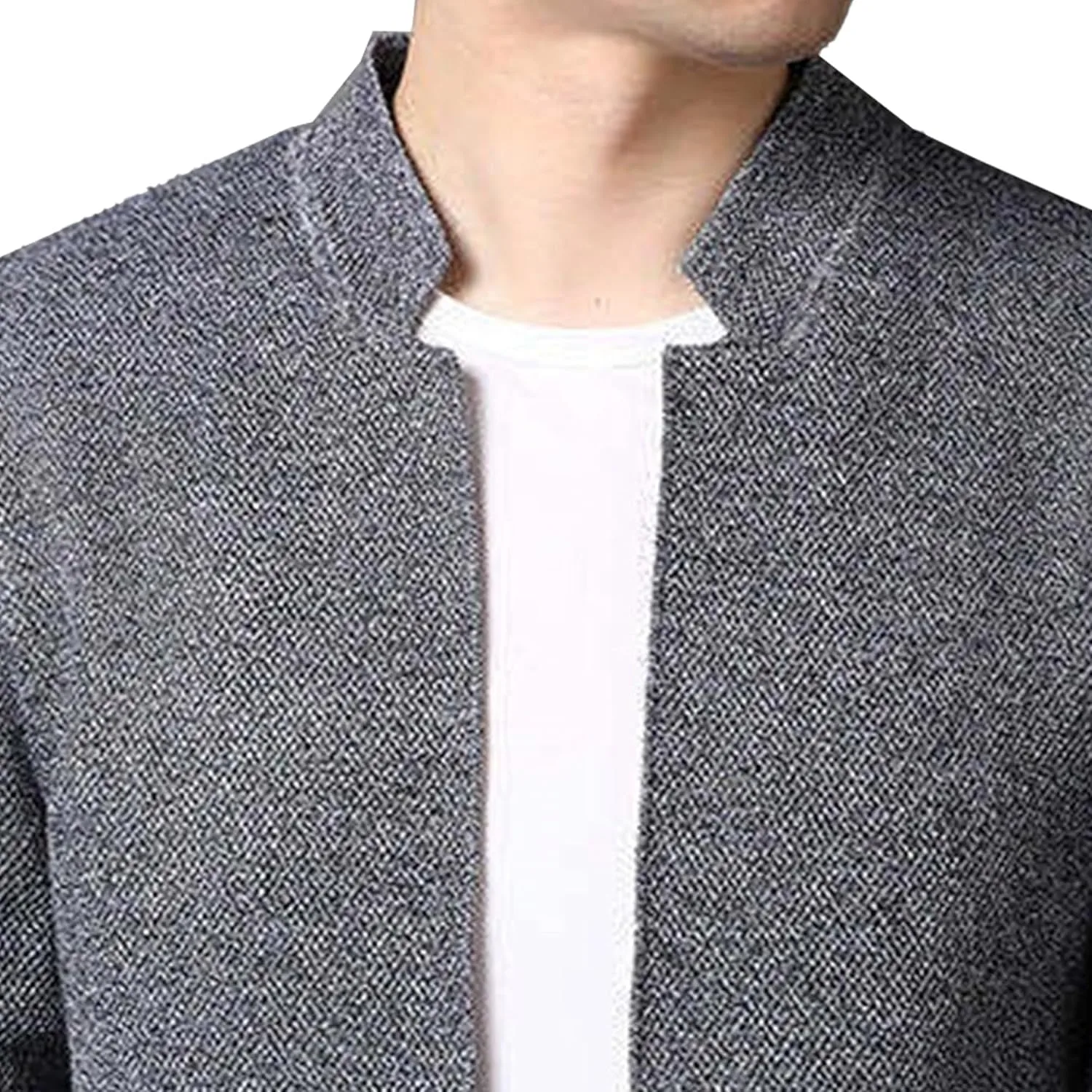 Мужской кардиган с вырезом под горло, классический вязаный свитер, slim fit — фото 3