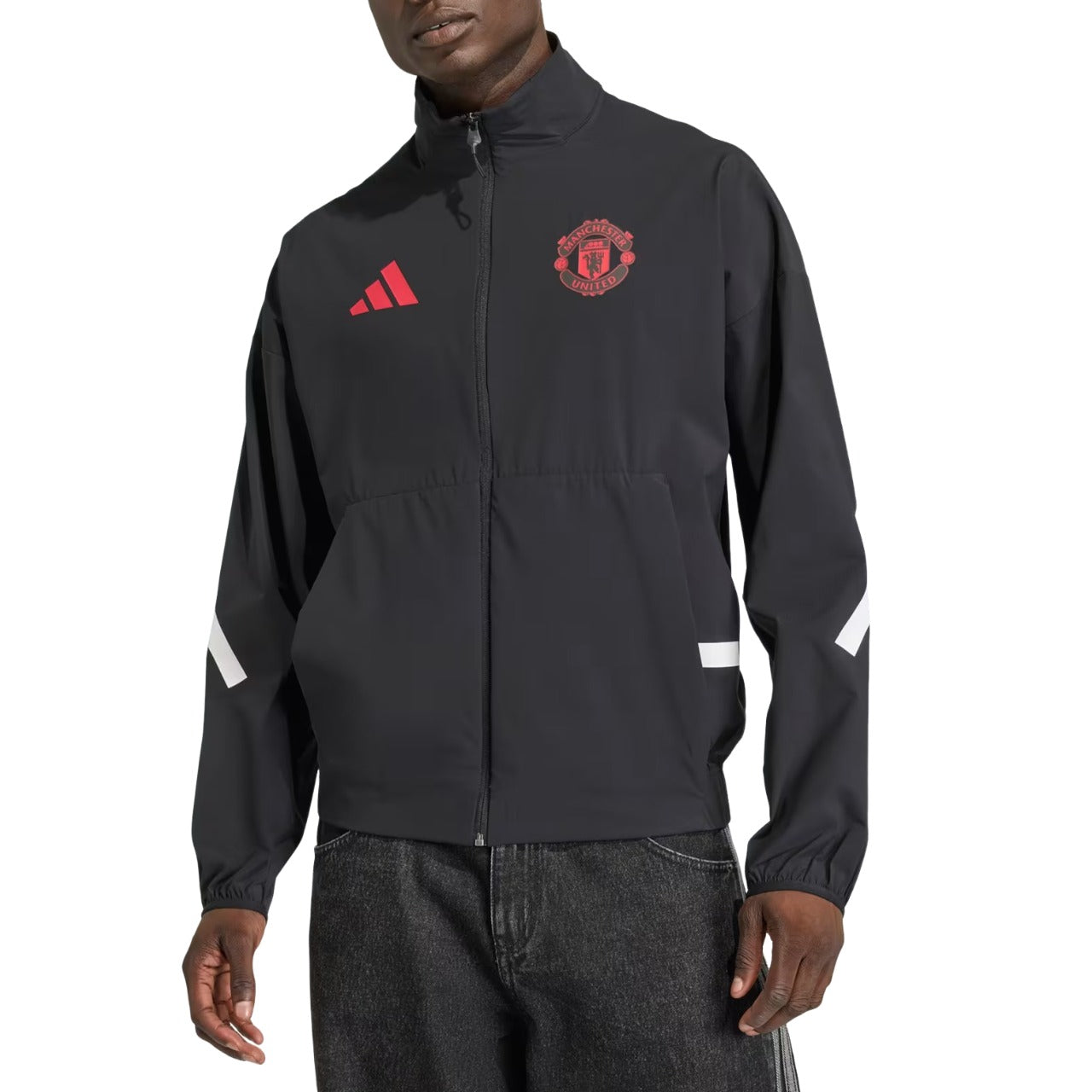 Куртка Adidas Manchester United ZNE Anthem, азиатский размер, цвет «черный», модель — фото 2
