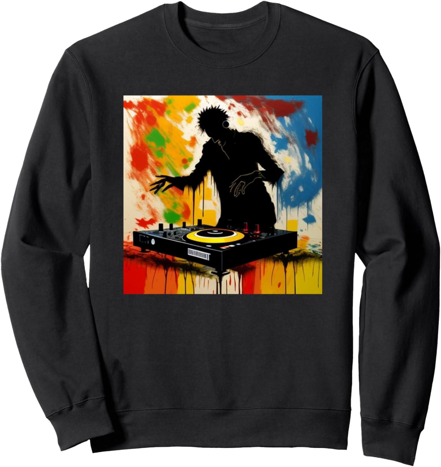 

Яркая толстовка с силуэтом диджея Ди Джоки и проигрывателем виниловых пластинок Dj Turntable Discjockey Men Women | Kids Boys Gift, черный