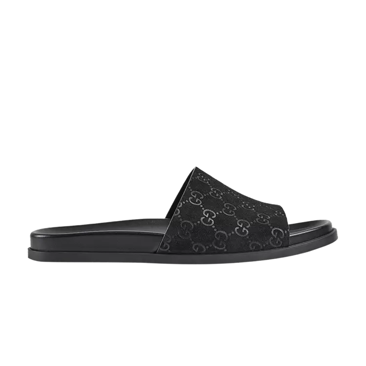 

Сандалии Gucci Gucci Slide Sandal 'Engraved GG Monogram - Black', черный