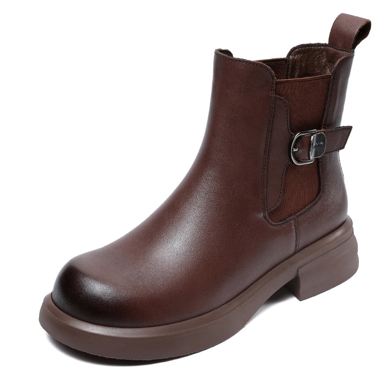 Devanro Женские короткие челси на каблуке 4 см тёмно-коричневые, цвет Dark Brown