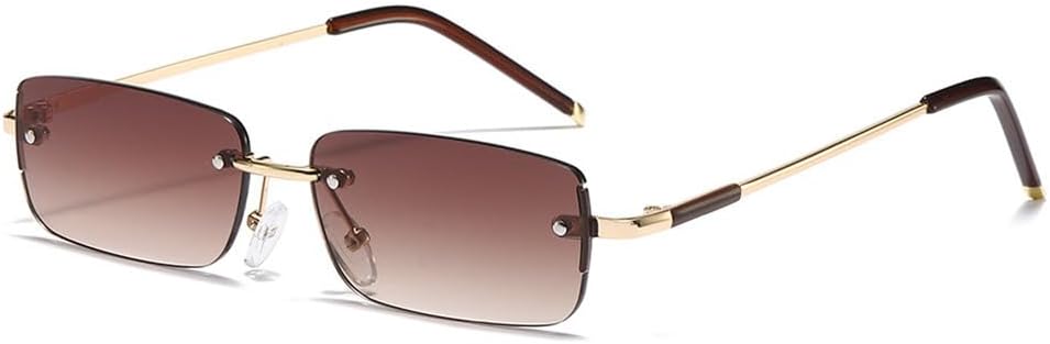 

Солнцезащитные очки UV400 с металлическими безободковыми линзами и прозрачным градиентом цвета «океан» — для женщин и мужчин, для бега и занятий спортом на открытом воздухе UYPTK, Gold Tea