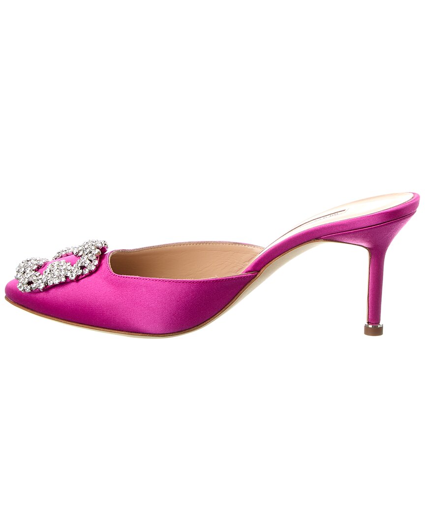 Атласные мюли Manolo Blahnik Hangisimu 70, розовый — фото 2