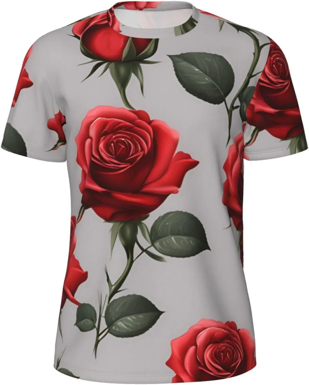 

Футболка мужская летняя с принтом красной розы, легкая и дышащая SDFHU