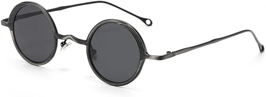 

Солнцезащитные очки UV400 - маленькие круглые металлические очки в стиле панк для женщин и мужчин, для бега и занятий спортом на открытом воздухе UYPTK, Dark Gun Gray