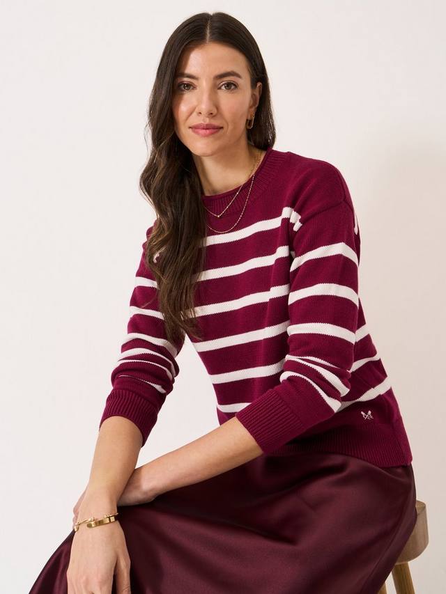 

Хлопковый джемпер с полоской, с короткими рукавами и круглым вырезом Crew Clothing