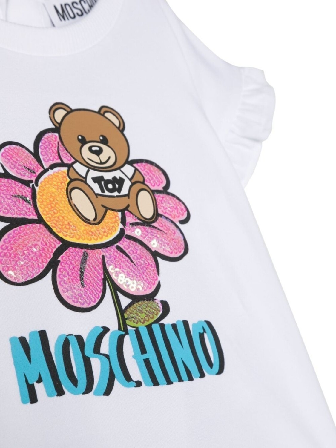 Moschino Kids футболка с пайетками, белый — фото 3