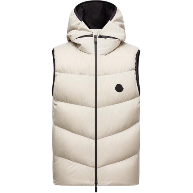 

Moncler Куртка-жилет с капюшоном и стёганой диагональной отделкой, Ice Snow Gray