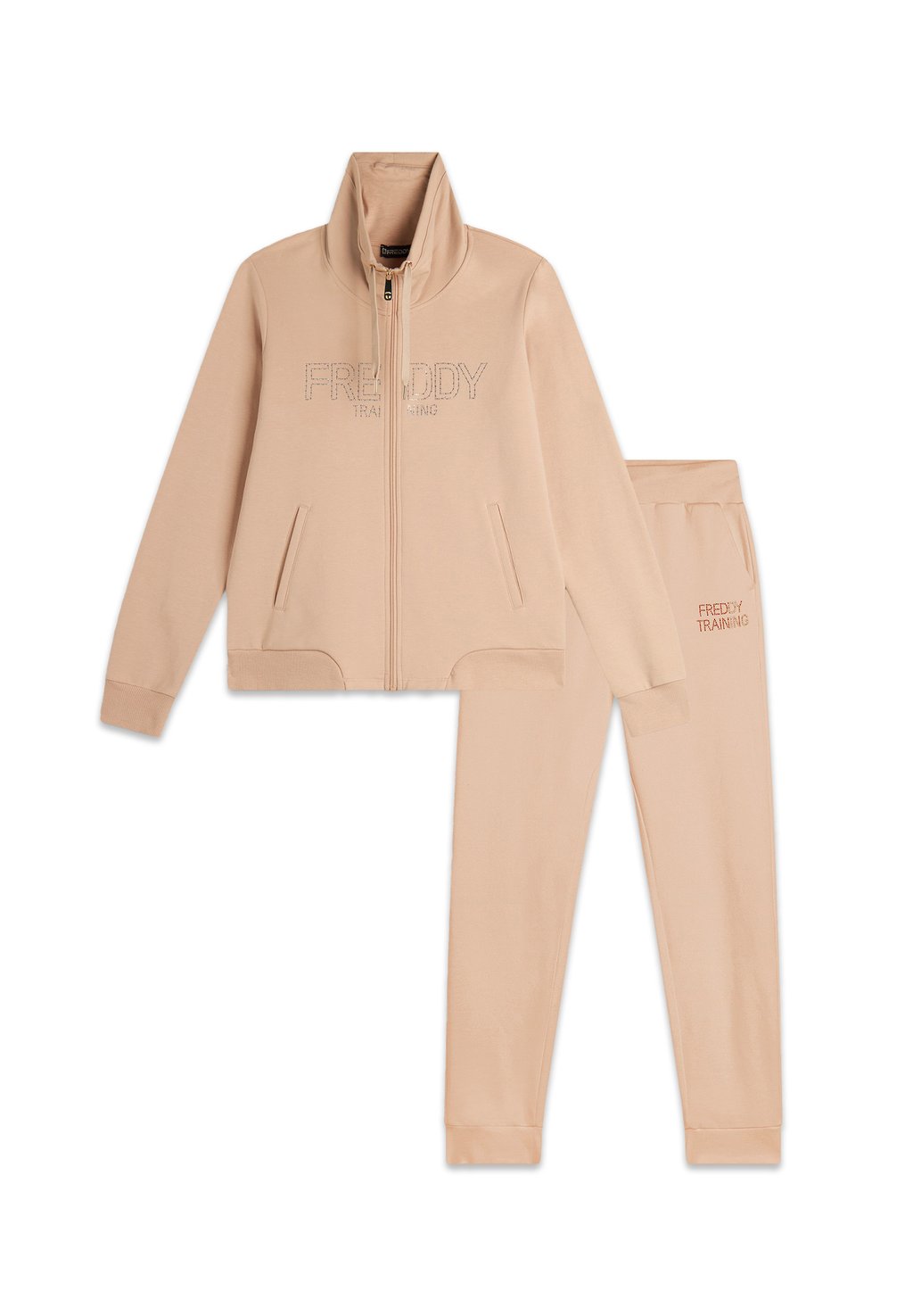 

Костюм CON ZIP E COLLO ALTO DECORATA DA BORCHIE SET Freddy, бежевый