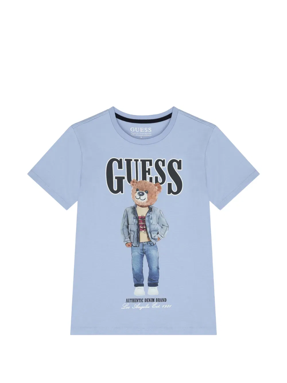 Футболка с принтом плюшевого мишки Guess Kids, синий