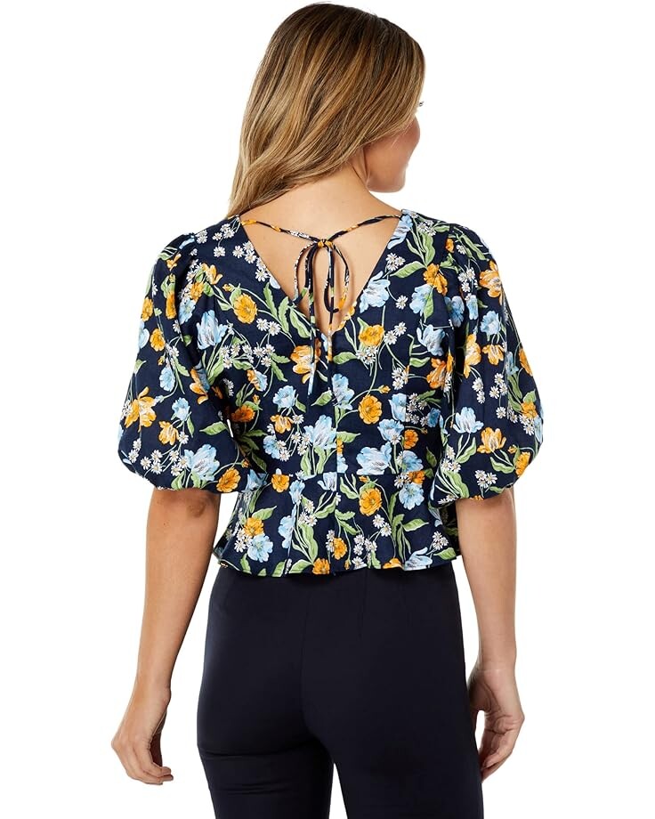 

Топ Draper James Puff Sleeve Top, цвет Nassau Navy Multi