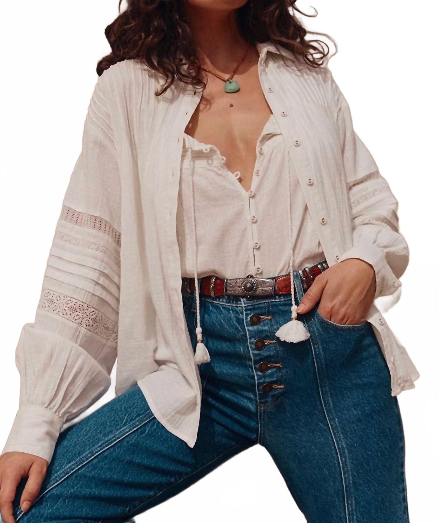 

Сорочка Стиви с кружевом в цвете камелии SPELL, Camellia